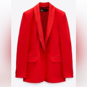 Zara Basic Red Tuxedo Blazer